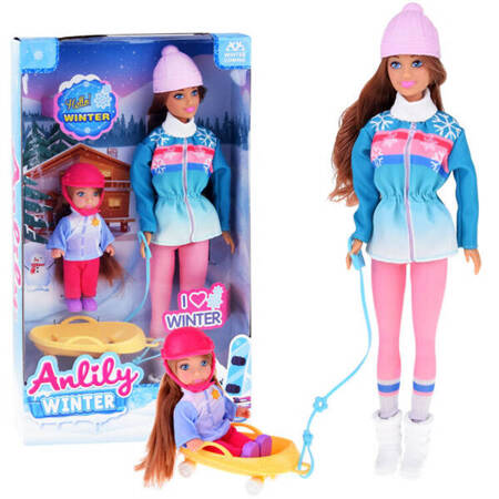 Anlily is a 30 cm doll and a 12 cm doll on a sled winter sports ZA4765