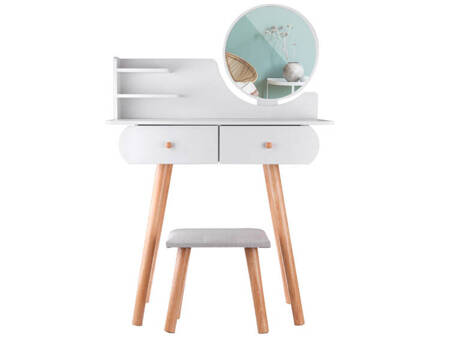 Functional white dressing table with mirror + stool + drawers ZA4820