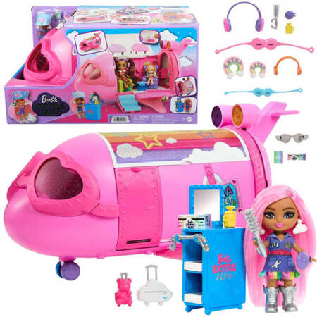 Pink rainbow plane Barbie Extra Fly Minis pilot doll ZA5092