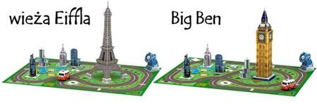 Puzzle 3D Eiffel Tower mat, Big Ben toy car ZA2536