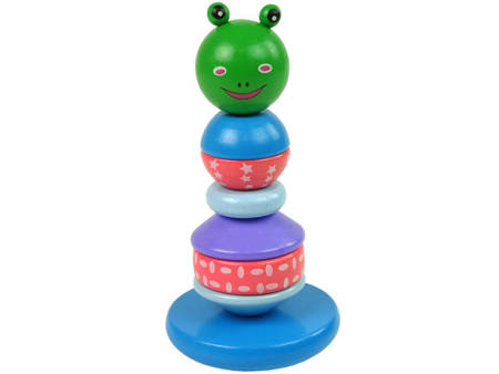 Wooden Educational Pyramid Frog Green Balancing Tower