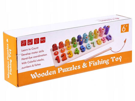 Wooden educational puzzle digits  fishing rod ZA3109