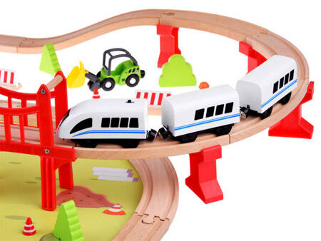 Wooden train for children, transport base, crane, train, tracks ZA4830