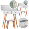 Functional white dressing table with mirror + stool + drawers ZA4820