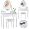 Stylish dressing table, white, retro dressing table, mirror, satin stool ZA4827
