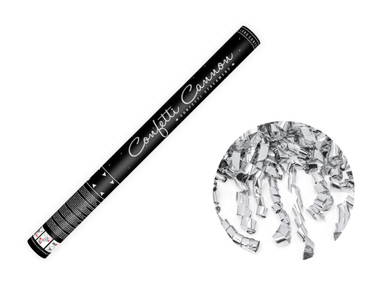 Tuba z serpentynami, srebrny, 60cm