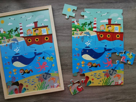 Drewniane puzzle w ramce Apli Kids - Ocean 4+