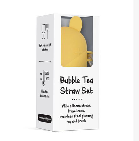 Silikonowa słomka do Bubble Tea w etui We Might Be Tiny - Yellow