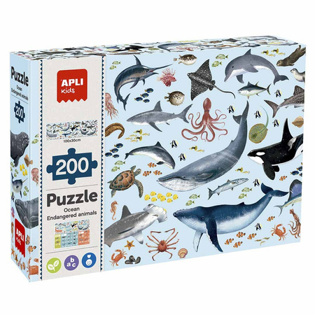 Puzzle edukacyjne Apli Kids - ZagroÅ¼one zwierzęta Ocean 6+