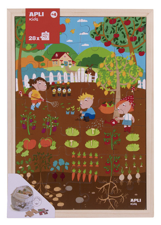 Drewniane puzzle w ramce Apli Kids - Ogród 4+