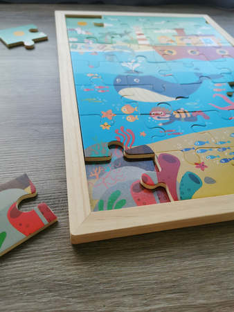 Drewniane puzzle w ramce Apli Kids - Ocean 4+