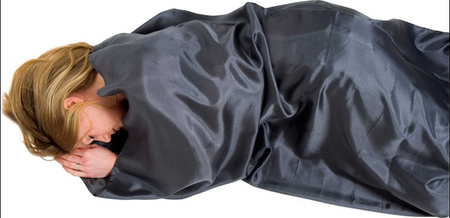 SILK SLEEPING BAG LINER, RECTANGULAR GREY LIFEVENTURE