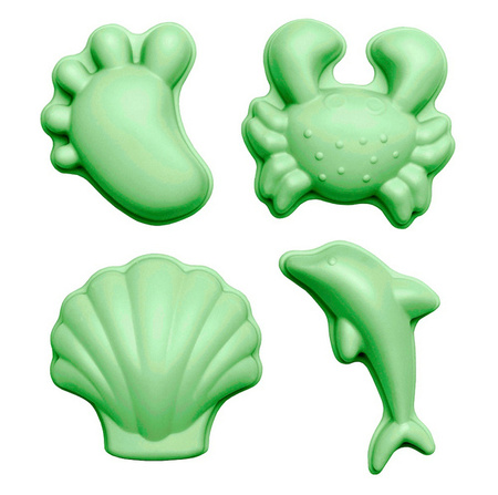 Silikonowe Foremki do piasku 4 szt. Scrunch - Pastelowy Zielony
