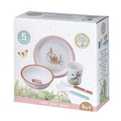 Zestaw naczyń i sztućców dla dziecka, 5 el., Królik PIotruś | Petit Jour Paris®