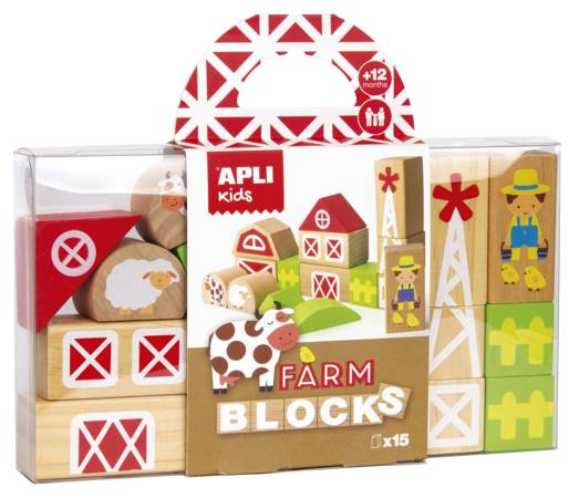 Drewniane klocki z woreczkiem Apli Kids - Farma
