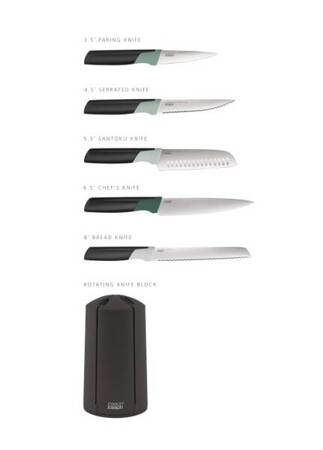 JJ-Zestaw 5 noży w bloku karuzeli Elevate™, Sage