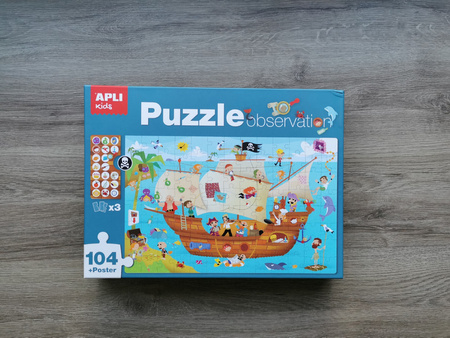 Puzzle obserwacyjne Apli Kids - Statek piratów 104 el.5+